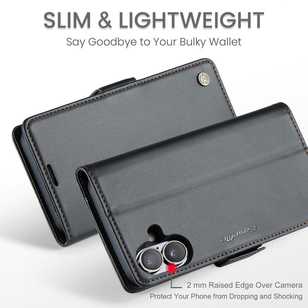 For iPhone 17 Case CASEME 023 Series RFID Blocking Glossy Stand Phone Cover
