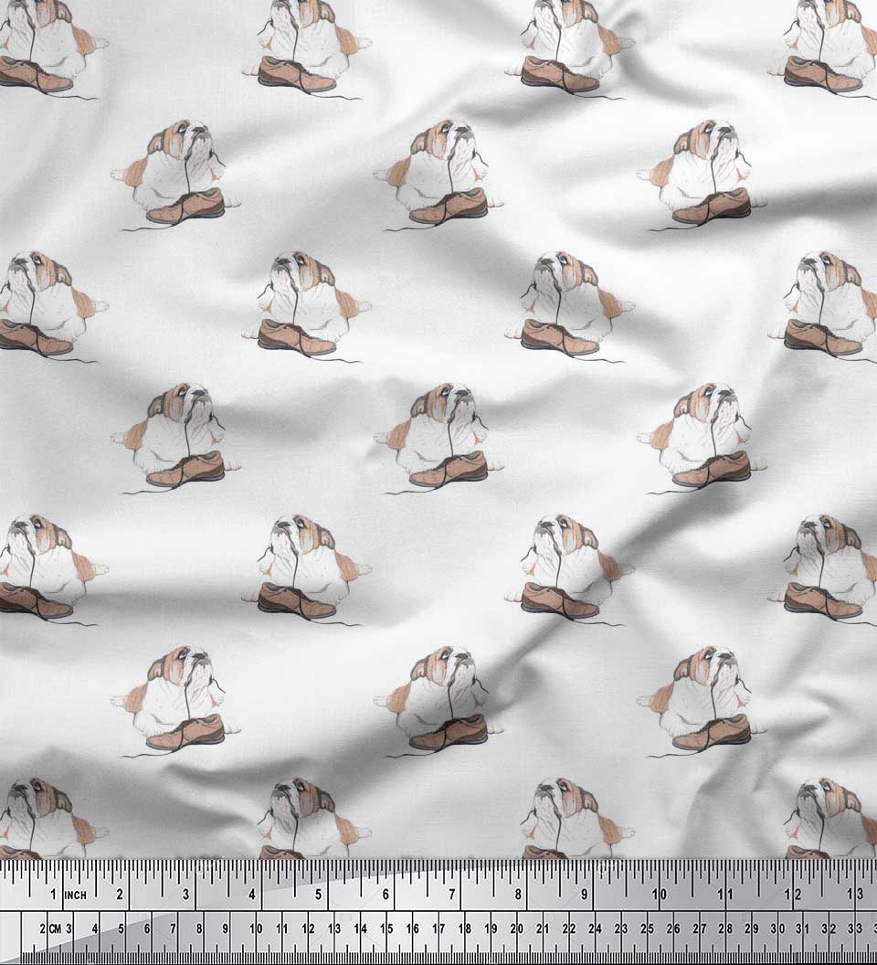 

Взуття з японської креп-атласної тканини Soimoi & тканина з принтом собак-биків на метр 42 дюйма 42 Inch Wide - Poly Crepe білий