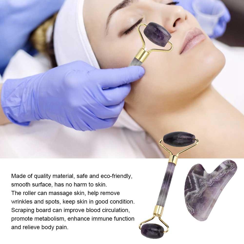 Double Head Face Massage Roller Anti Wrinkle Pain Relief Body Scraping Board Purple