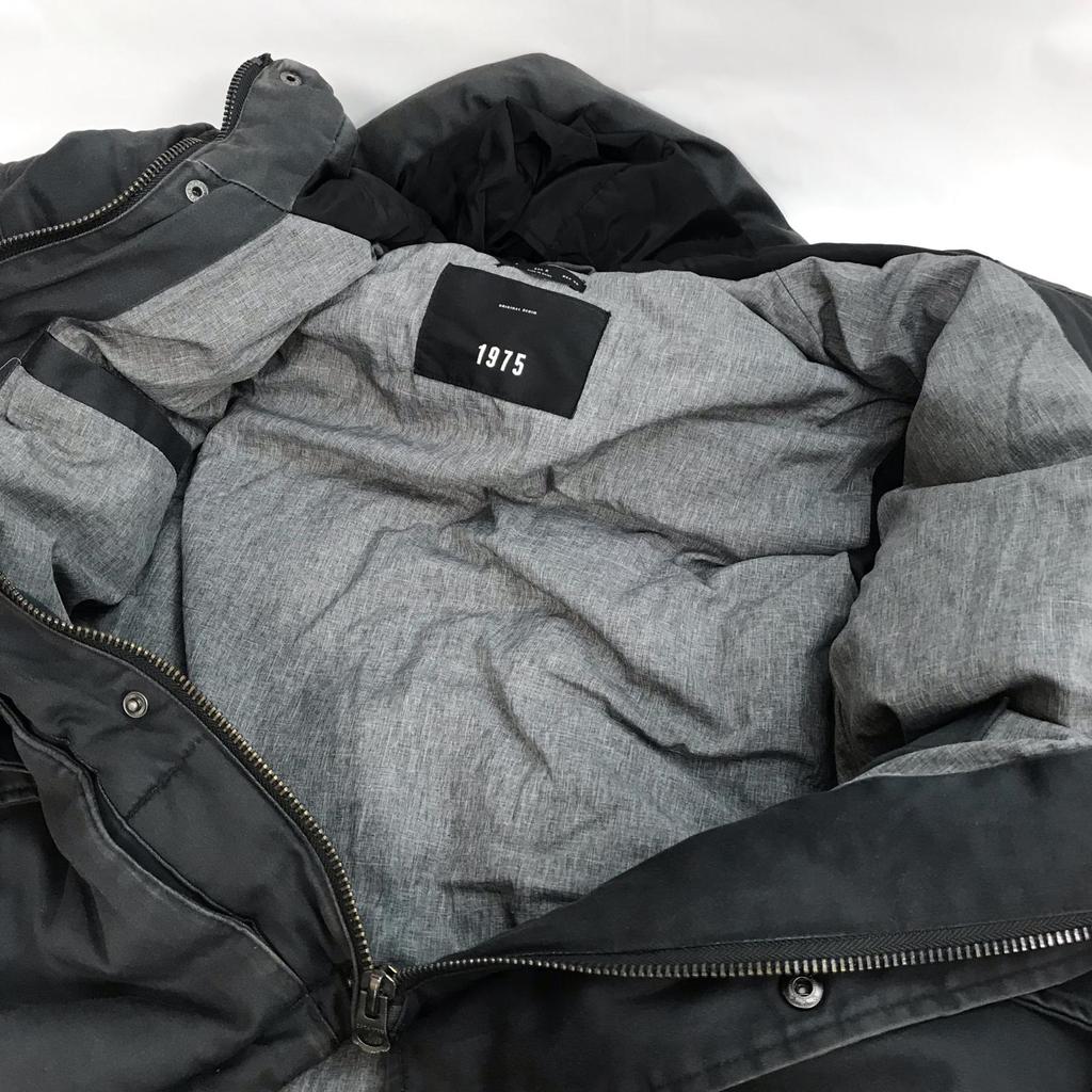 Zara 1975 Gesteppte Winterjacke USA M / JP L Schwarz Grau(GEBRAUCHT)