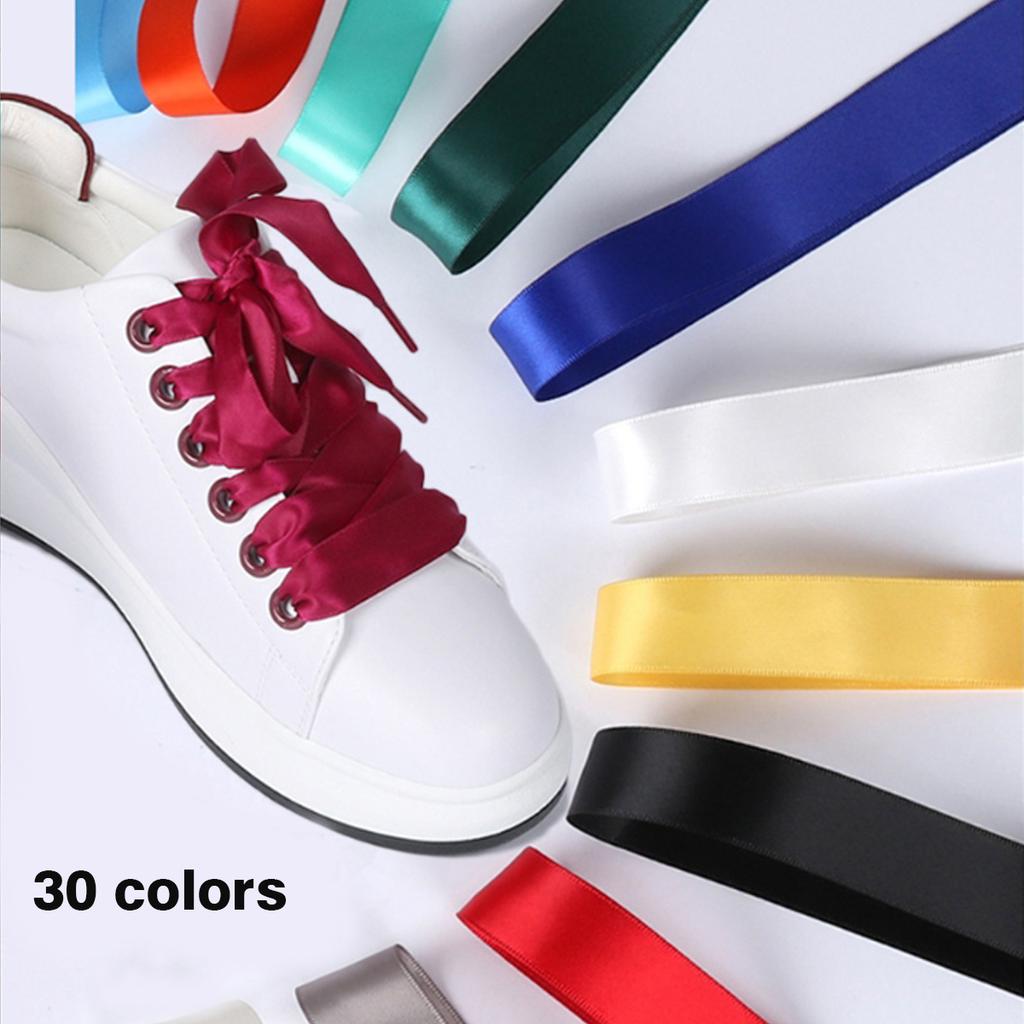 2 pairs of double-sided polyester fiber silk candy colored shoelaces with a width of 2cm satin shoelaces