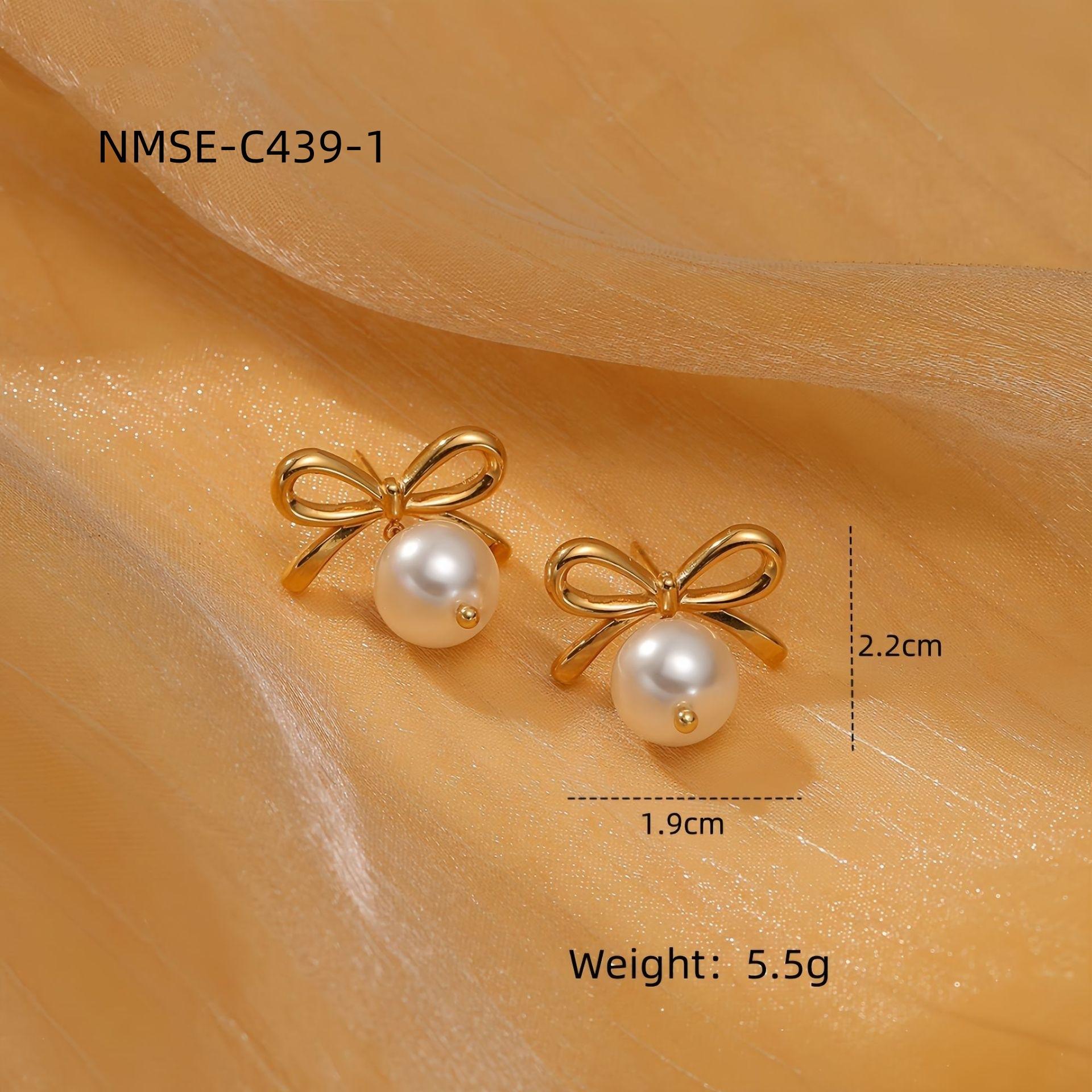 GEMCHIC Women s Pearl Bow Stainless Steel Earrings Luxury Heart Drop Jewelry
