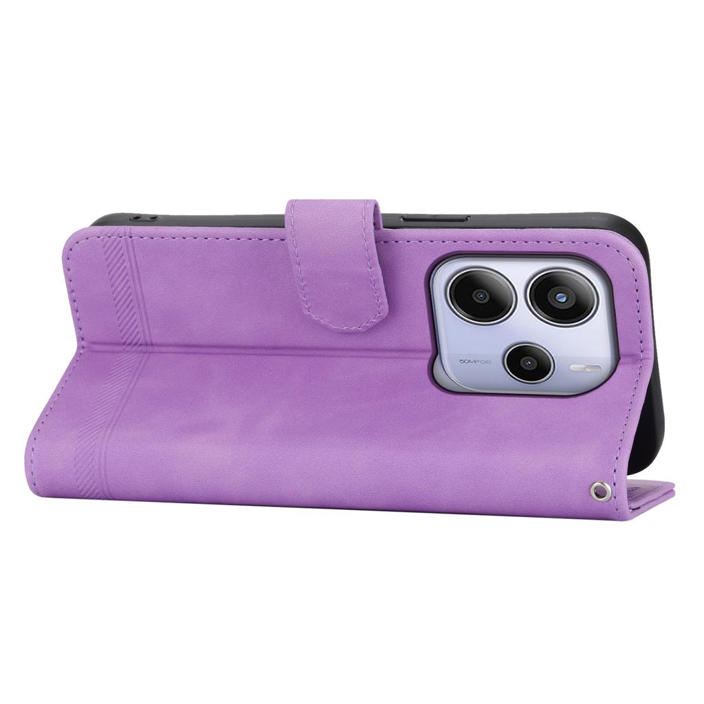 DIERFENG DF-03 For Xiaomi Redmi Note 14 4G (164.84mm) Case Lines Imprint Wallet Leather Phone Cover