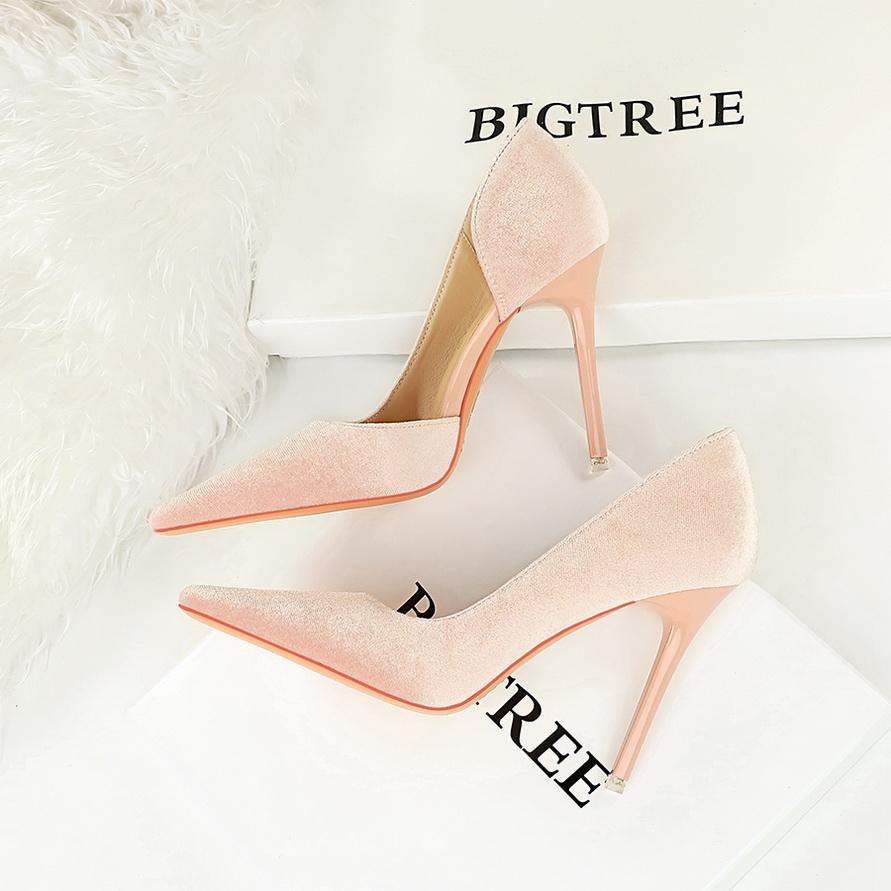 Women's Banquet High Heels Slim Heels Shallow Mouth Square Head Side Hollow Single Shoes