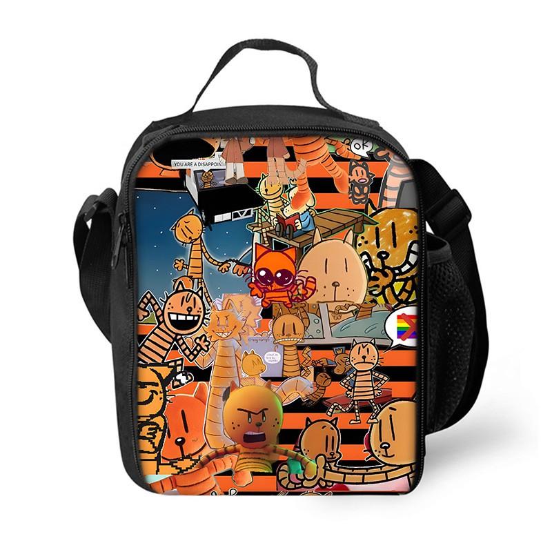 Dog Man Themed Lunch Bag Kids - PVC Insulated Crossbody Shoulder Street Style School Accessory