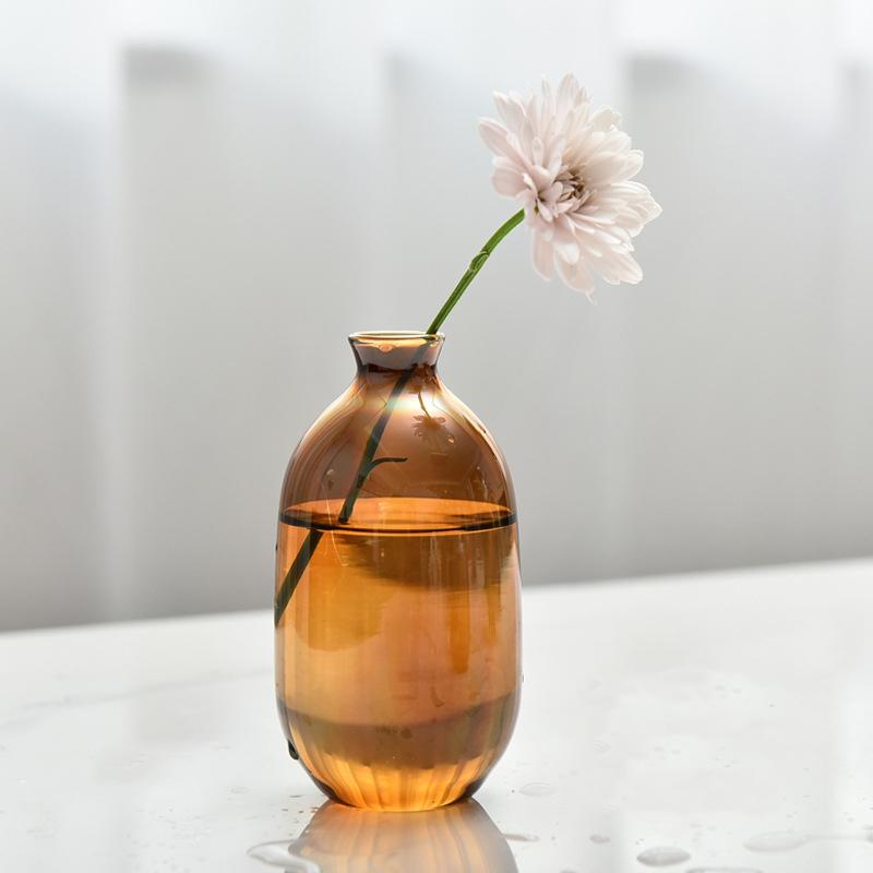 Glass Flower Arrangement Brown Multiple Styles Desktop Ornaments DIY Home Art Decorations