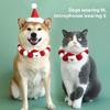 Set of 3 Soft Plush Cats Collars with Furry Pompoms for Cats Dogs Christmas Theme Party Cats Neckwear Festival Pet Collars