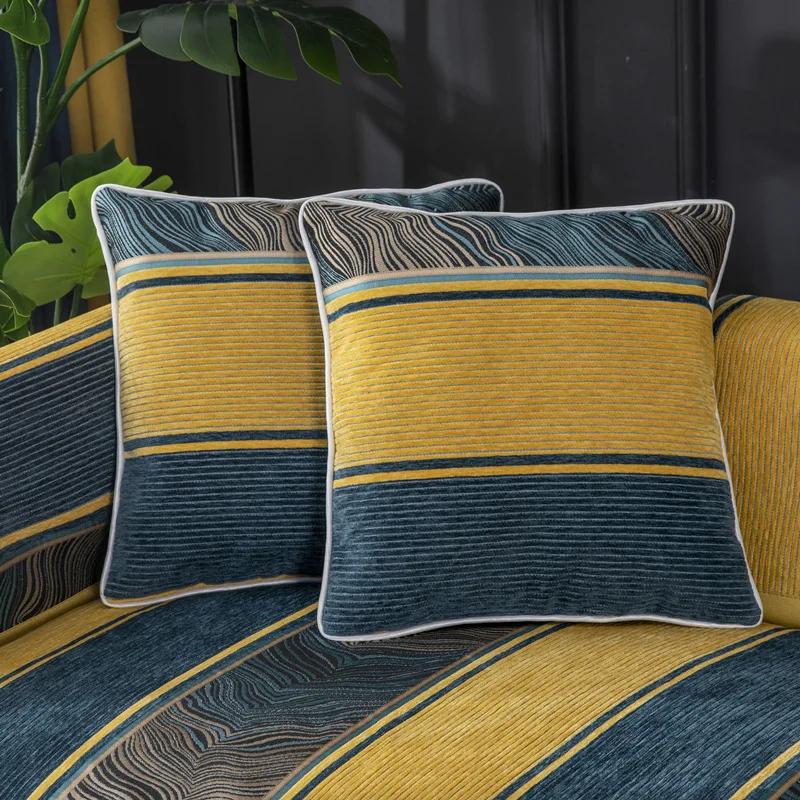 Полосатая диванная подушка из синели — фото 5