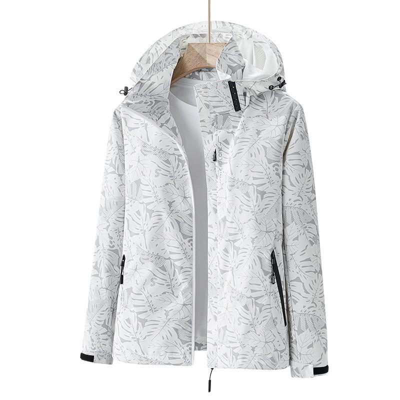 

Женская камуфляжная ветрозащитная и водонепроницаемая куртка для улицы, весенняя и тонкая, дышащая, однослойная L белый