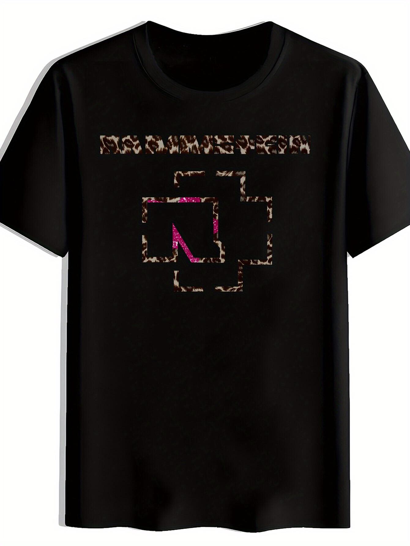 Retro Rock Band Graphic T-shirt - Stray Cat Design with Pink & White Leopard Print M
