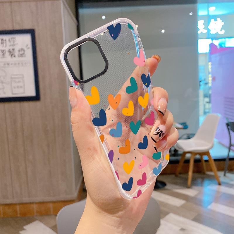 Fashion ins wind tpu transparent mobile phone case apple 16promax color love iphone17 soft case protective case