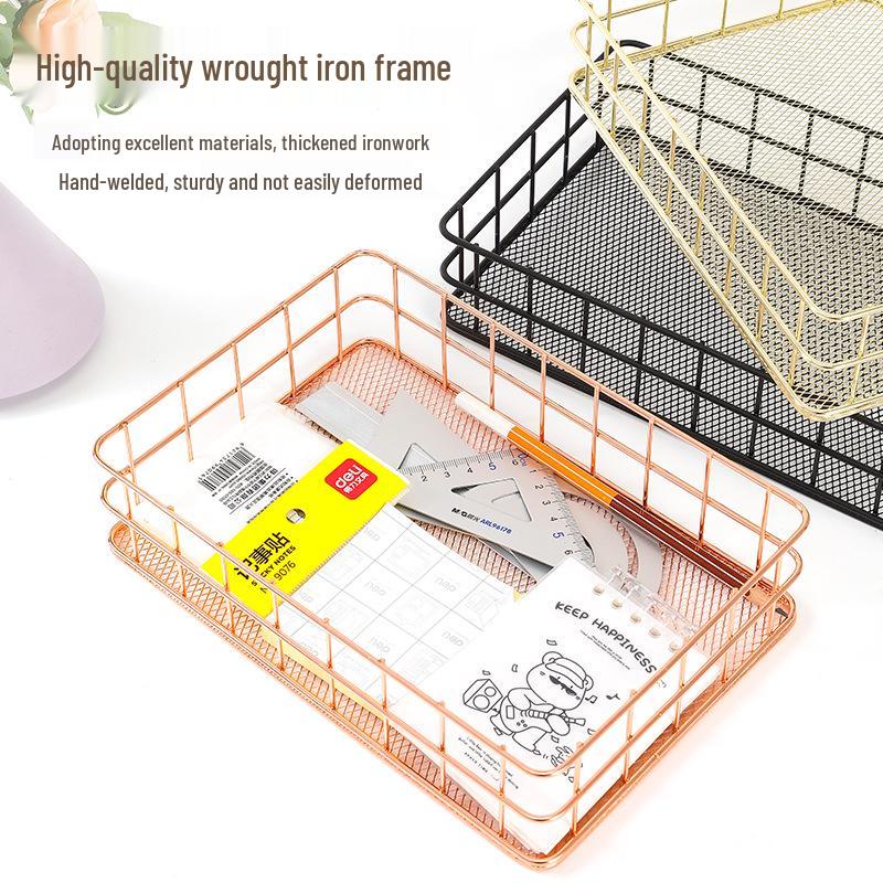 Minimalist Iron Art Desktop Organizer - Snack & Cosmetic Storage Basket