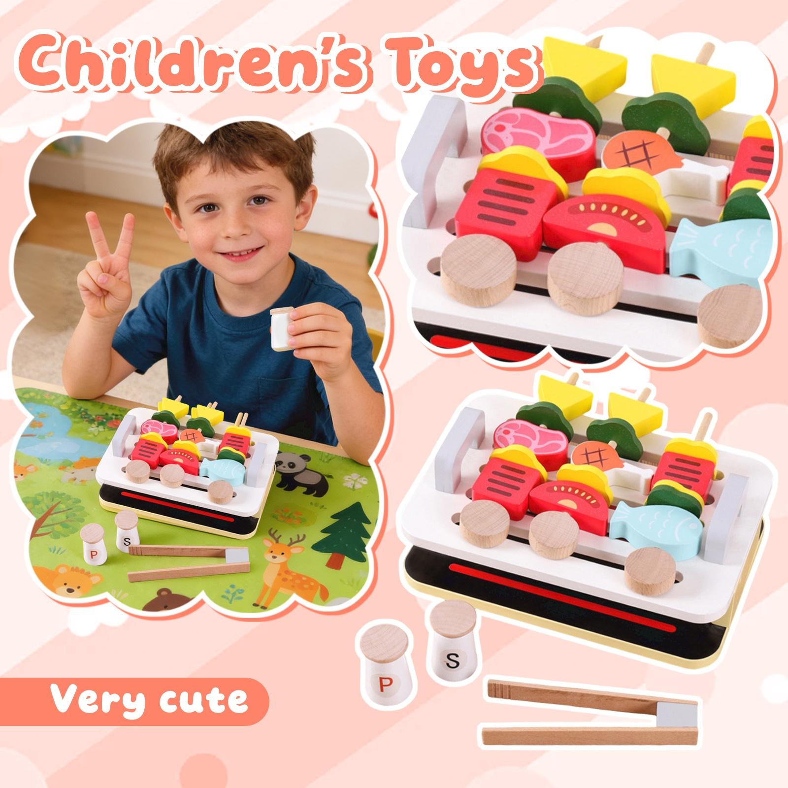 Wooden Simulation BBQ Toy For Children, Simulation Play Toy Set For Children One Size