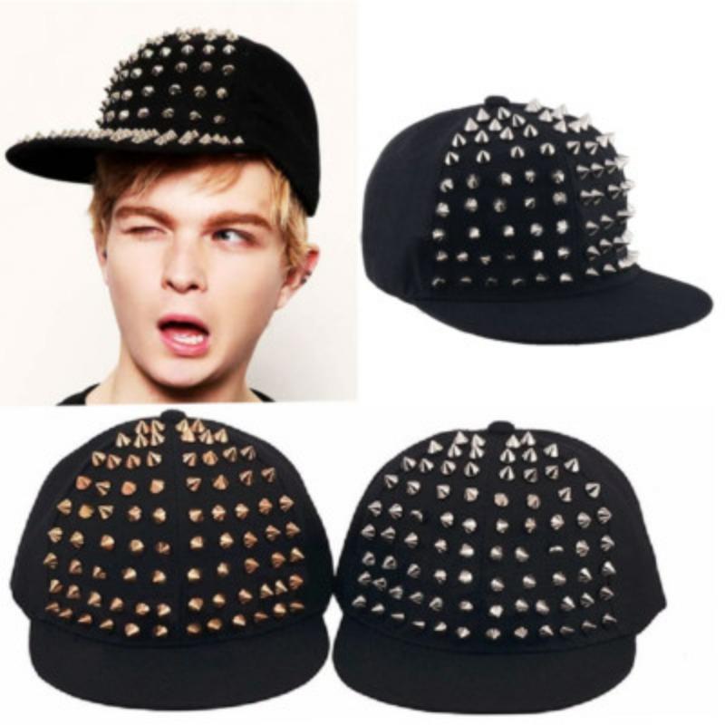 New Vintage Hip Hop Y2K Baseball Cap Sliver Rivet Duck Tongue Driver Caps Punk Ghotic Street Dance Flat Edge Skull Baseball Caps
