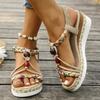 Ladies New Summer Wedge Sandals Women Open Toe Bohemian Lightweight Comfortable Elastic Band Women's Platform High Heel Sandals
