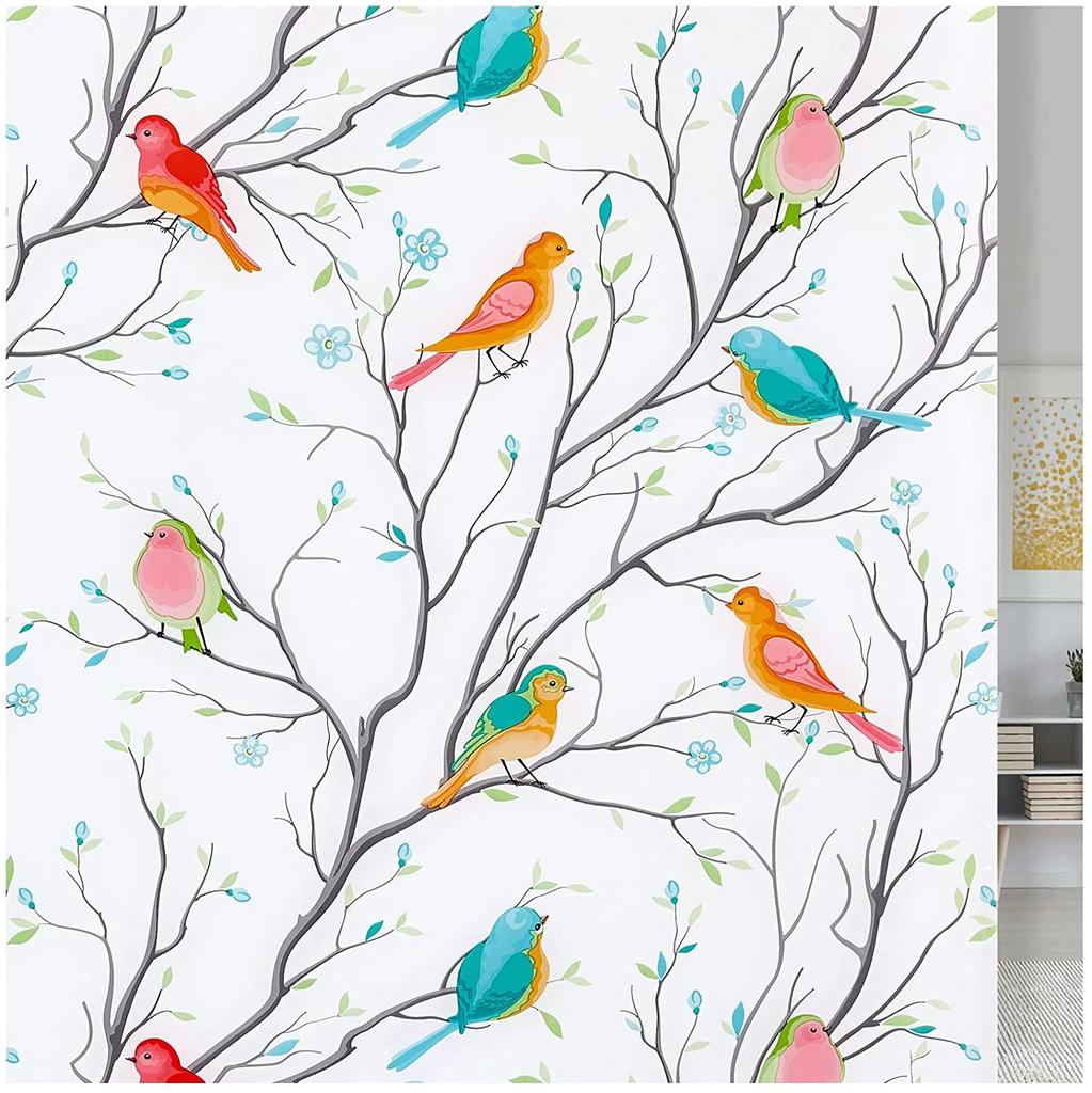 Colorful Birds Glass Sticker Static Cling Thermal-Insulation Privacy Protection Drop-Shipping Reusable Removable Window Decor