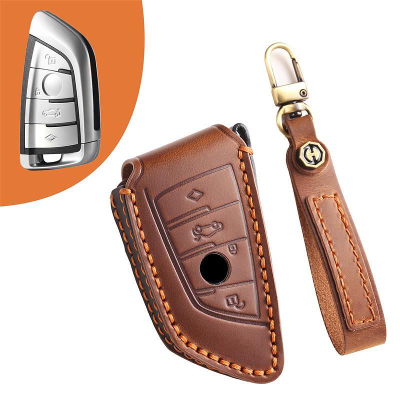 4 Buttons Leather Car Rmote Key Case Cover for BMW X1 X3 X4 X5 F15 X6 F16 G30 7 Series G11 F48 F39 520 525 F30 118i 218i 320i