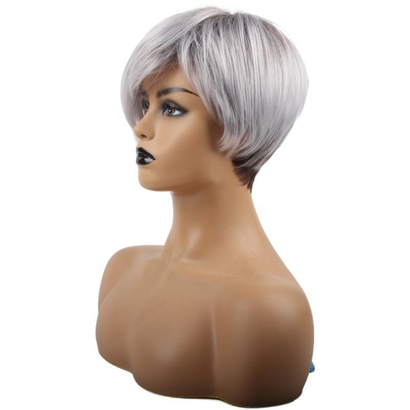 New Gradient Silver Grey Women's Short Hair Wig