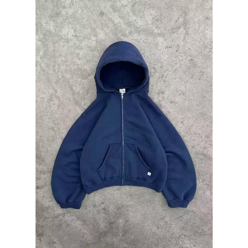 ZYLLO Amerikanischer Retro Einfarbiger Hoodie Damen Herren Herbst Langarm Oberteile Kapuzenpullover Streetwear Hip Hop Pullover Y2K Sweatshirt Neu