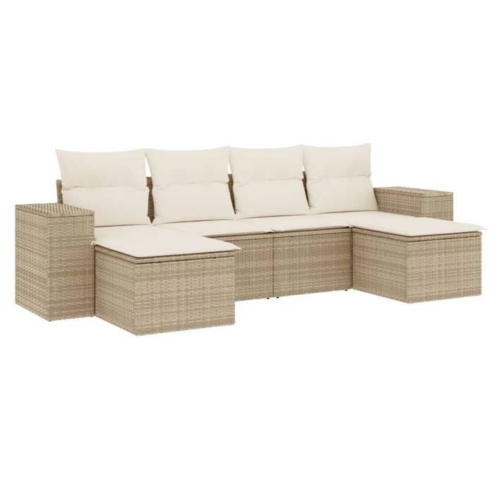 VidaXL Garden Lounge Set with Cushions 6 Pcs, Patio Sofas, Patio Furniture Set, Outdoor Furniture, Beige 3222917