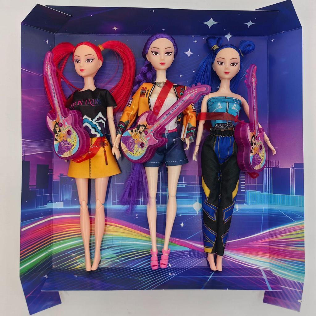 Demon Avcısı K-POP Kız Grubu Bebekleri: Müzikli Işıklı Peluş Figürler