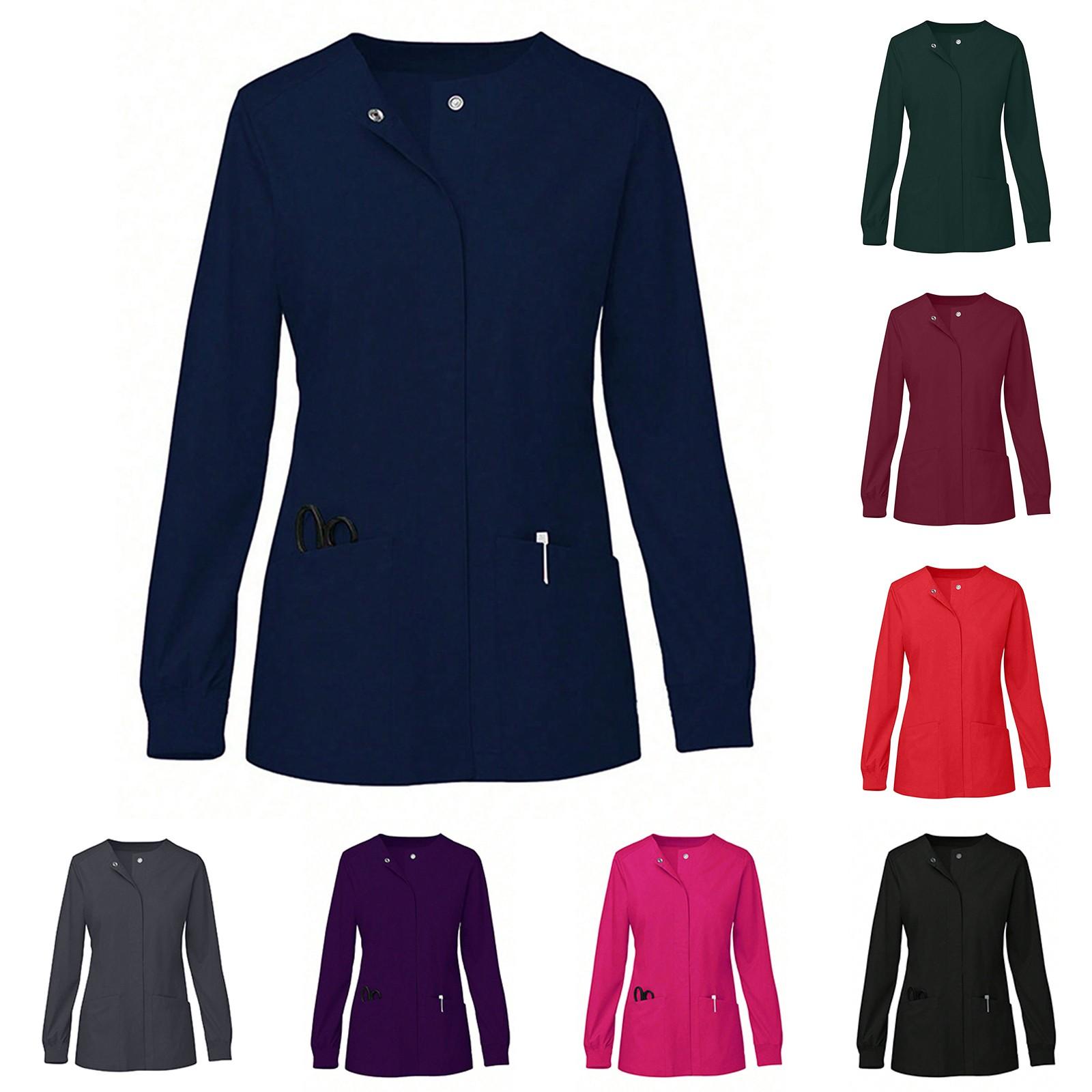 

Женская однотонная униформа, дышащая, с длинными рукавами, с карманами на пуговицах, рабочая униформа S