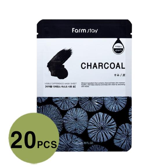 FARM STAY Visible Difference Mask Sheet Char-Coal 23ml (3 Options)