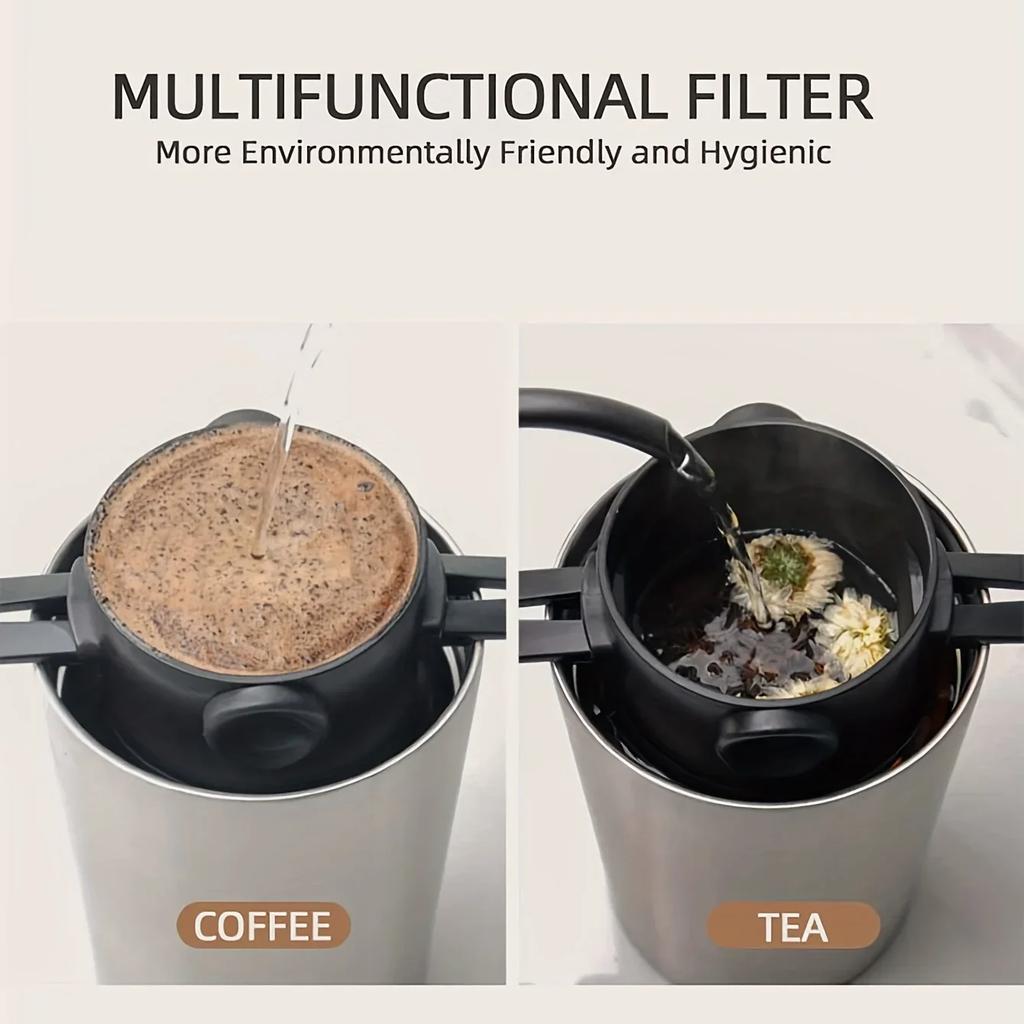Skládací kávový filtr Přenosný nerezový odkapávací držák na kávu Nálevka Košík na čaj Opakovaně použitelný držák na čajovou konvici Překapávač na kávu