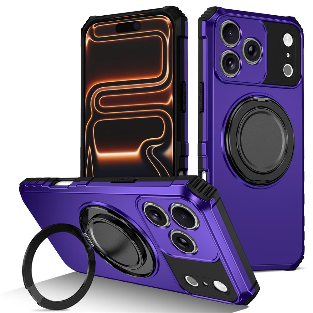 Armor Rotating Magnet Magnetic Folding Stand Phone Case For iPhone 17 16 15 14 13 12 11 Pro Max Shockproof Bumper Cover