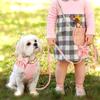 Cute Bowknot Dog Harness Leash Set Adjustable Breathable Fashion Printed Pet Vest for Small Medium Dogs Cats Outdoor Walking