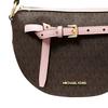 Michael Kors MK Emilia Monogram Heart Logo Print Canvas Crossbody Shoulder Bag Medium Women Handbags Brown Pink 35S1GU5C6B-POWDER-BLUSH