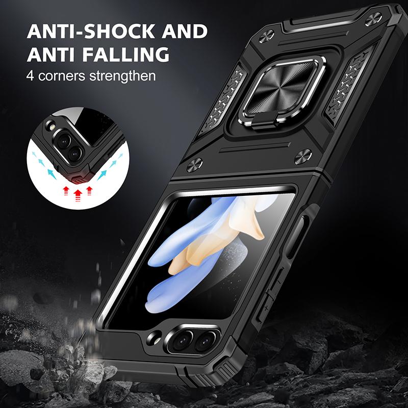 Luxury Anti-Drop Folding Armor Cover Stand Case for Samsung Galaxy Z Flip5 Flip4 5G Non-Slip Cell Phone Bag for Galaxy Z Flip 5 Protective Case