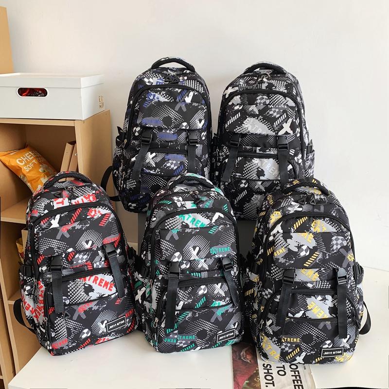 Women's Print Backpack Student Schoolbag Men's Large Capacity Travel Backpack