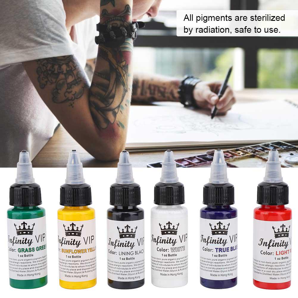 6Pcs Set Semi Permanent Tattoo Pigment Ink Long Lasting Tattoo Inks Accessory Tool