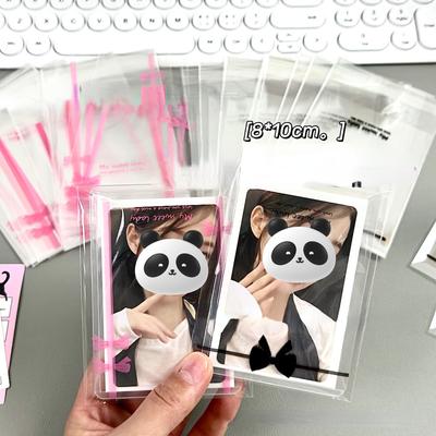 20 ks roztomilá ružová čierna mašlička samolepiaca taška Kpop Star 3-palcová fotografická karta Kawaii predajná karta DIY vrecko na balenie