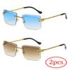 2pcs Retro Metal Twisted Legs Summer Colorful Street Sunglasses Borderless Hollow Square Edge Sunglasses