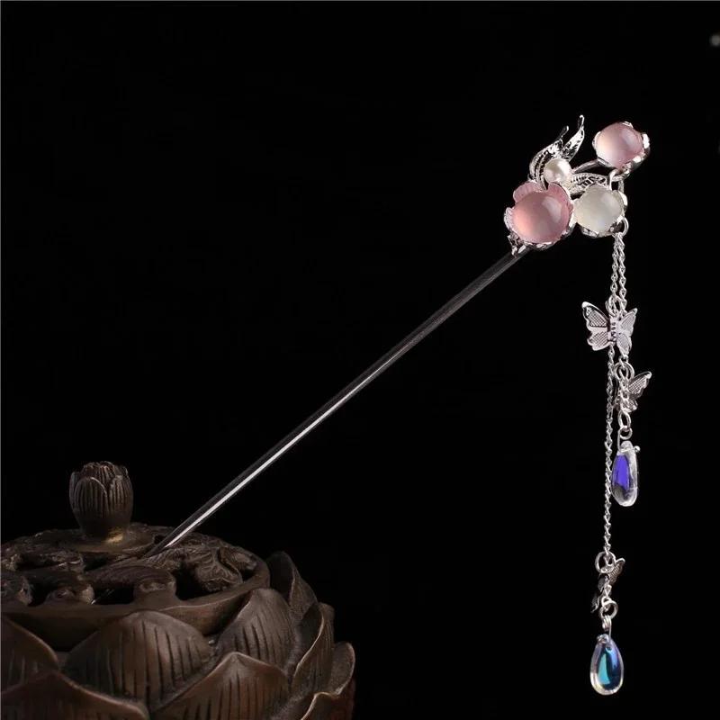 Fashion Tassel Hair Claw Cat Claws Plate Hairpin Bridal Headdress Hair Sticks Jewelry Ornaments Ancient Style Hair Chopsticks