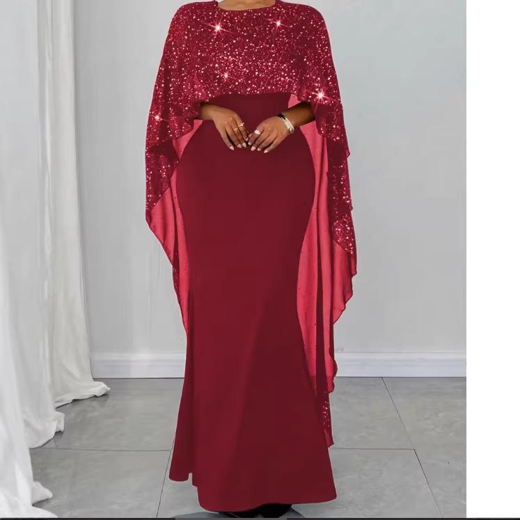 Elegant Stil, Mångsidig Stjärnpunktsdesign Klänning med Kappanpassning