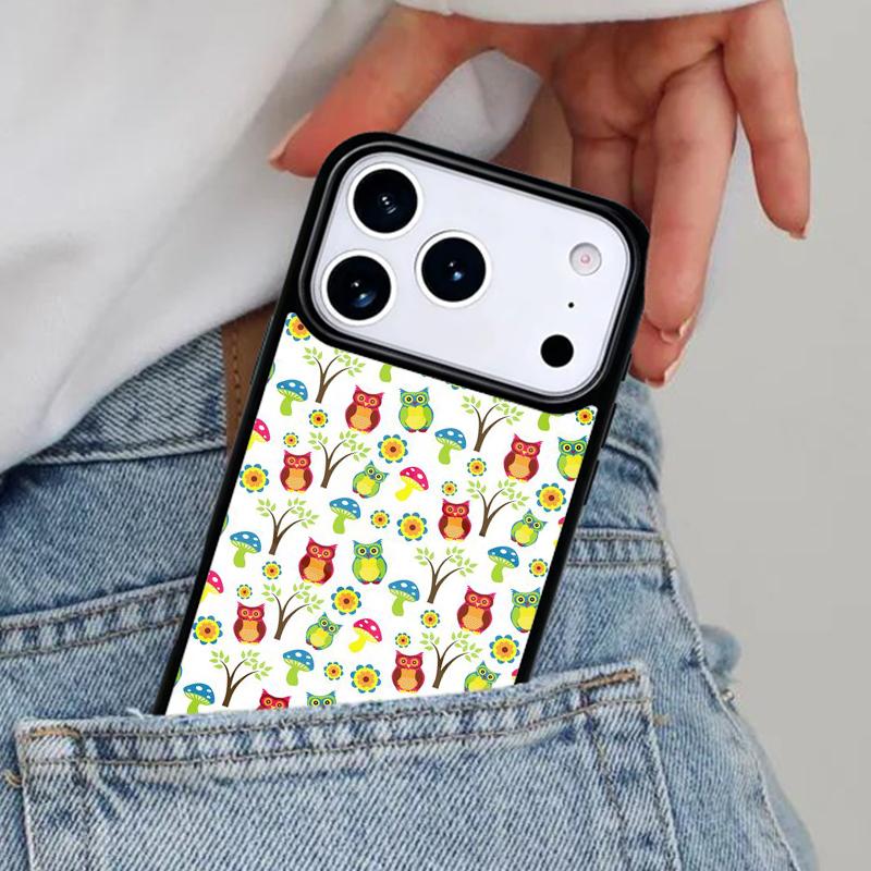 Cartoon Owl Collage soft Phone Case for iPhone 16e 15 14 13 12 17 Pro Max Plus Air 17pro Cover Coque