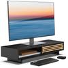 WELL WENG Monitor Desktop Computer 64cm Wooden Top with Grilled Sliding PC Monitor Computer Desktop Desktop Display Black Stand, Stand, Wide,