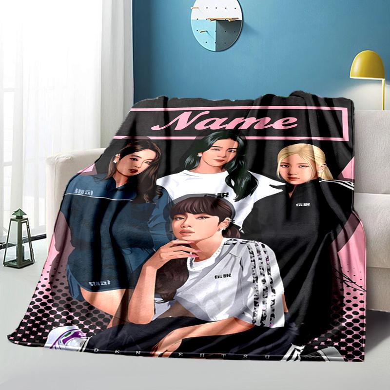 1PC Custom Name "Name Group Fashion" Flannel Blanket Versatile,all-season Throw Suitable for the Living Room,bedroom,camping,travel,and Gift