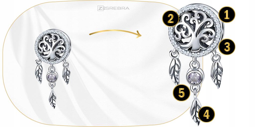 Dreamcatcher Charms 925 Bead Pendant Zircons Beads Tree