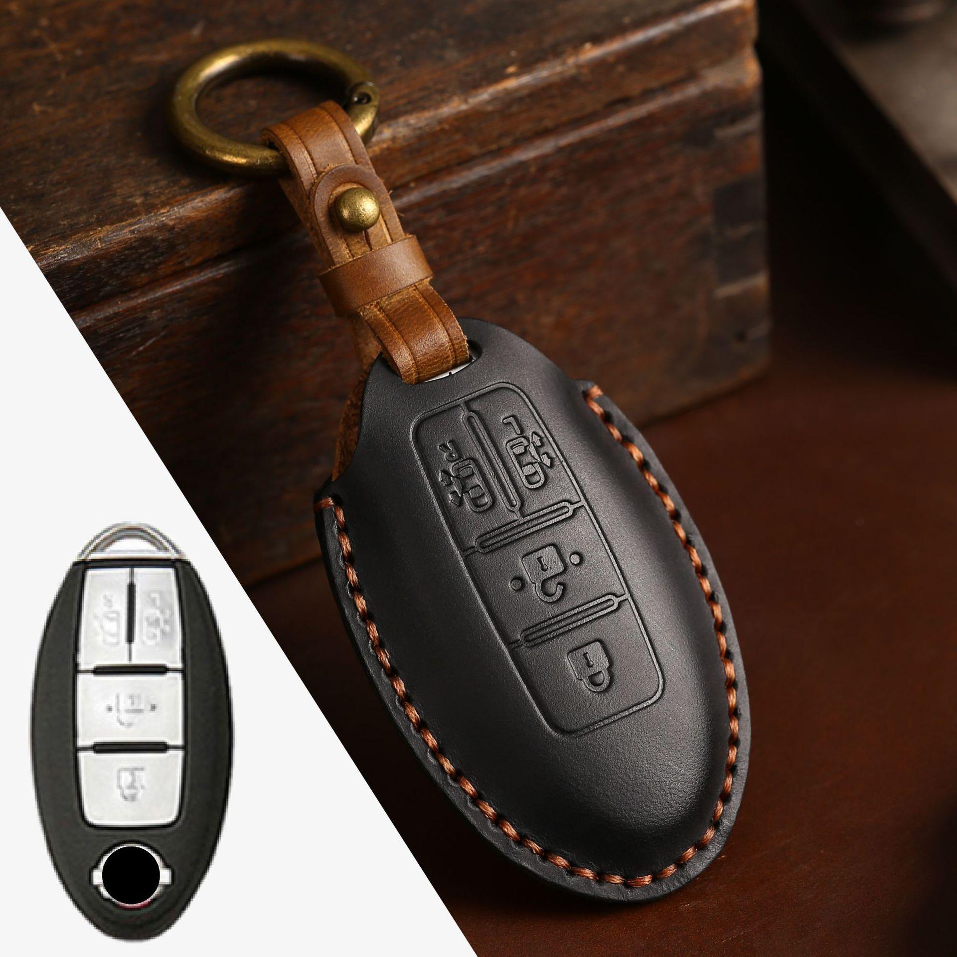 

The key cover is suitable for Nissan key bag Qijun Qashqai Tiida New Teana Xuanyi Crazy Horse Leather Car Key Case