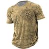 Vintage Compass Pattern T-Shirt For Men Navigation Map 3D Printed Tees Summer Fashion Casual Loose Street Tops O-Neck T Shirts
