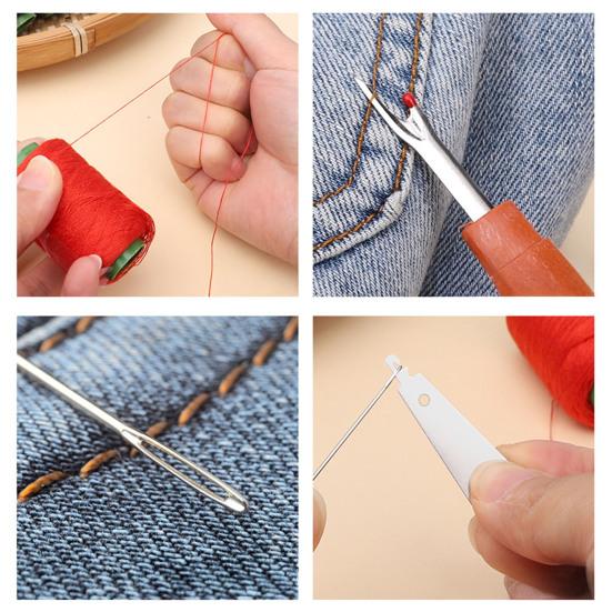 34Pcs/Set Sewing Tools Kit with Needle Threader Thread Remover Thimbles Assorted Size Needle Colorful Thread Spool Portable Sewing Tools