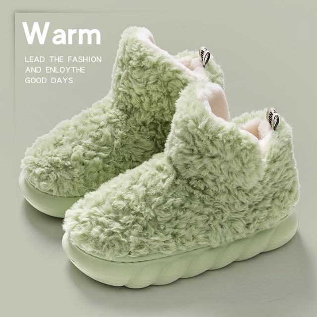 Women Men Home Slippers Warm Winter Furry Soft Plush Non Slip Bedroom Slides Indoor Ankle Boots Comfortable