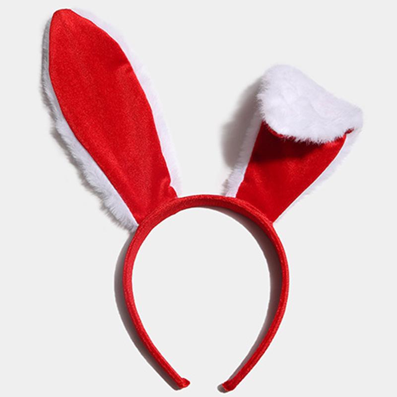 

Festive Plush Bunny Ears Headband for Girls - Cute Cartoon Rabbit Design, Perfect for Holiday Photos and Celebrations красный