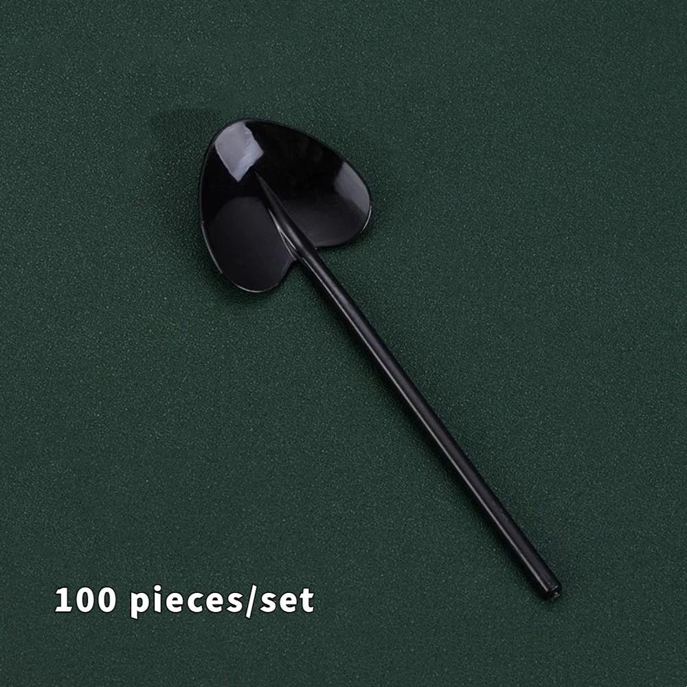 100PCS Lightweight Heart-shaped Spoons Thickened Ice Cream Spoons Disposable Spoons  Party