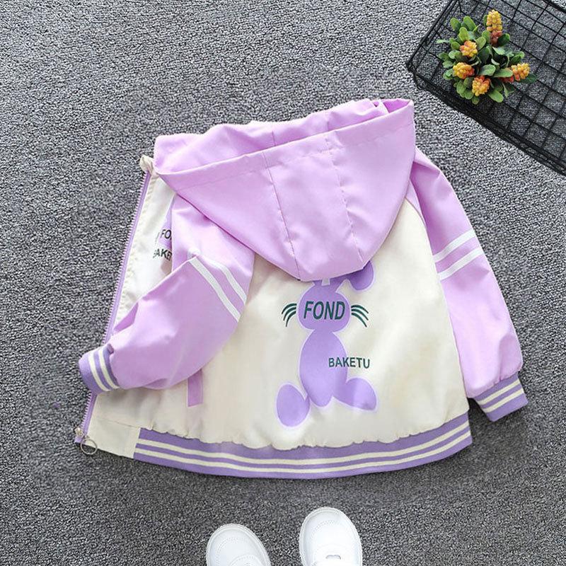 

Весенне-осенняя куртка-ветровка с капюшоном в стиле колор-блок для детей 3-10 лет, для мальчиков и девочек, повседневная куртка с капюшоном 90 фиолетовый