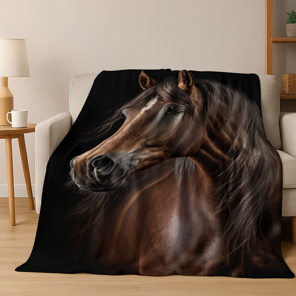 Dream Gallop Steed Kůň Mustang Kreslené Umění Flanelová Přikrývka, Útulná Měkká Dekorační Přikrývka pro Domácí Ložnici Postel Pohovku Kryt Dárek Děti